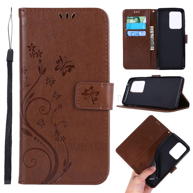 Imprint Butterflies Wallet Stand Flip Leather Phone Case for Samsung Galaxy S20 Ultra