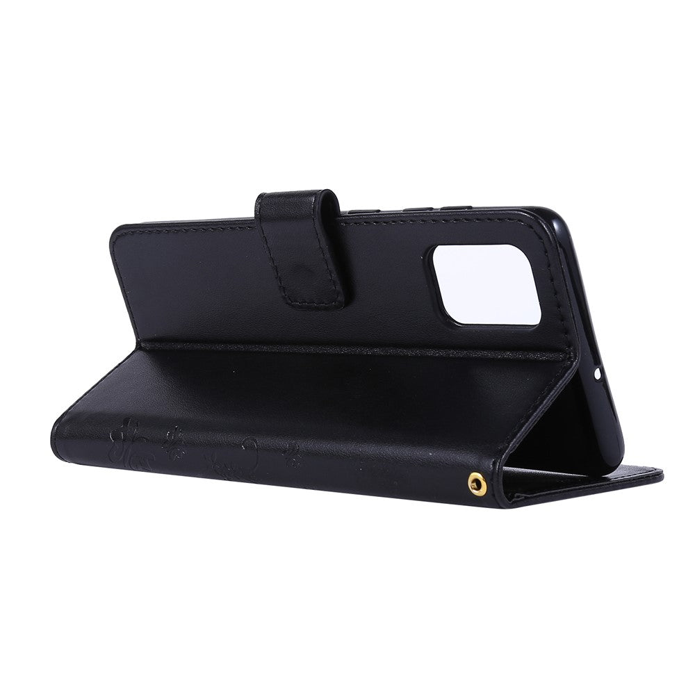 Imprint Butterflies Pung Stativ Flip Læder Telefoncover til Samsung Galaxy A71 A715