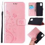 Imprint Butterflies Pung Stativ Flip Læder Telefoncover til Samsung Galaxy A71 A715