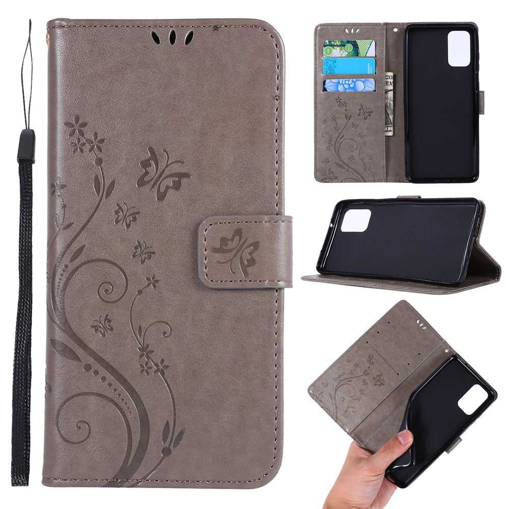 Imprint Butterflies Wallet Stand Flip Leather Phone Case for Samsung Galaxy S20 Plus
