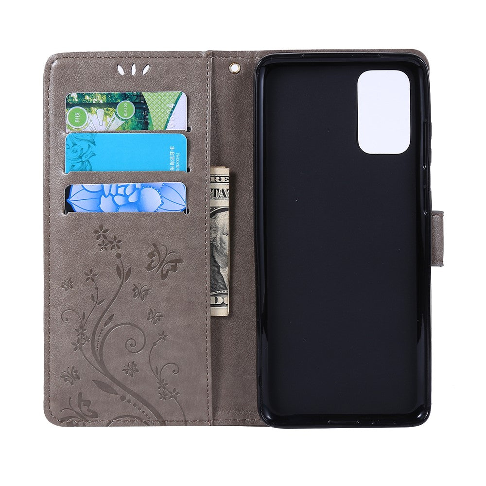 Imprint Butterflies Wallet Stand Flip Leather Phone Case for Samsung Galaxy S20 Plus
