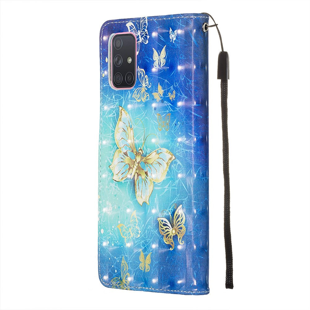 Telefonetui i 3D Maleri Stil i Læder med Kortholder til Samsung Galaxy A71
