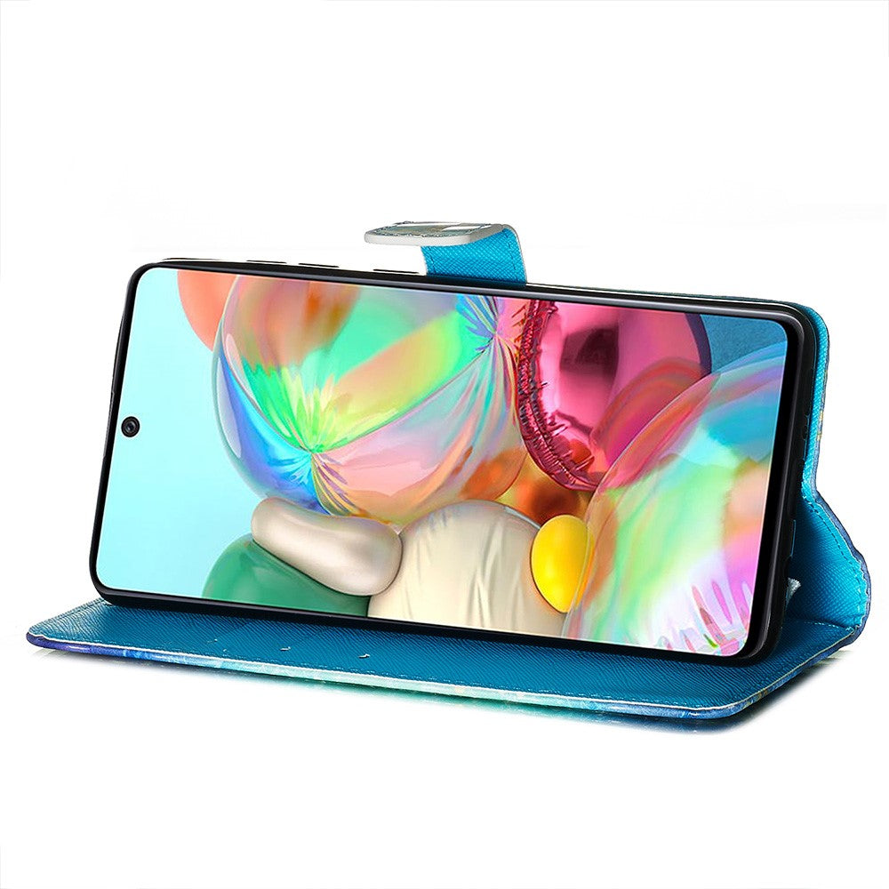 Telefonetui i 3D Maleri Stil i Læder med Kortholder til Samsung Galaxy A71
