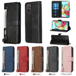 Til Samsung Galaxy A71 PU-læderetuier med lynlåslomme Pung Telefoncover Stand