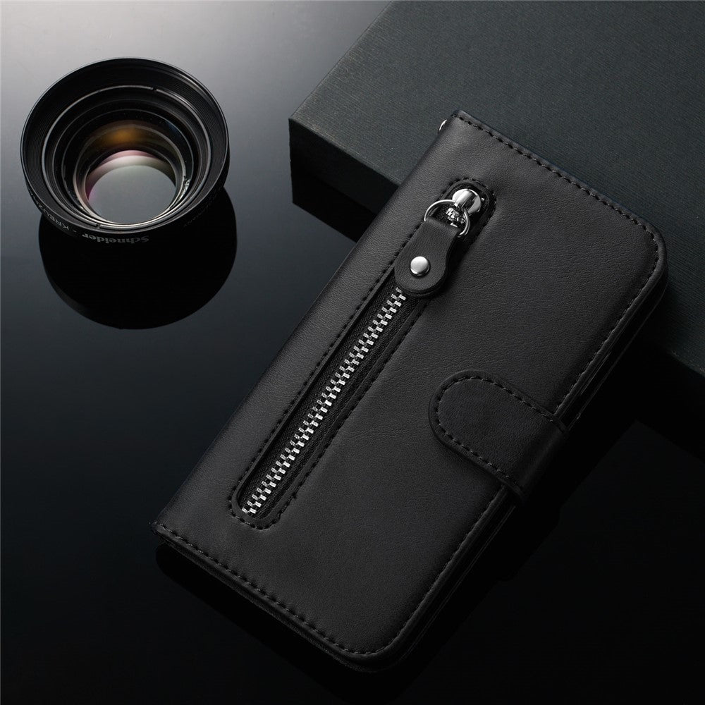 Til Samsung Galaxy A71 PU-læderetuier med lynlåslomme Pung Telefoncover Stand