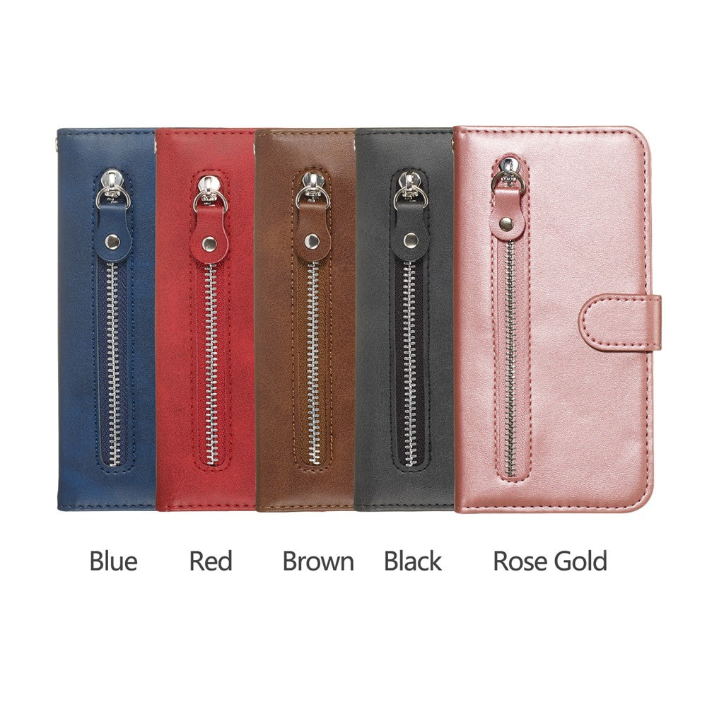 Til Samsung Galaxy A71 PU-læderetuier med lynlåslomme Pung Telefoncover Stand