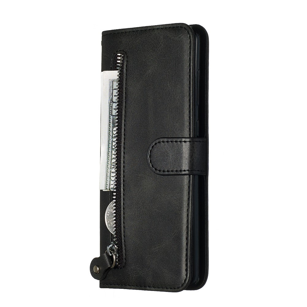 Til Samsung Galaxy A71 PU-læderetuier med lynlåslomme Pung Telefoncover Stand