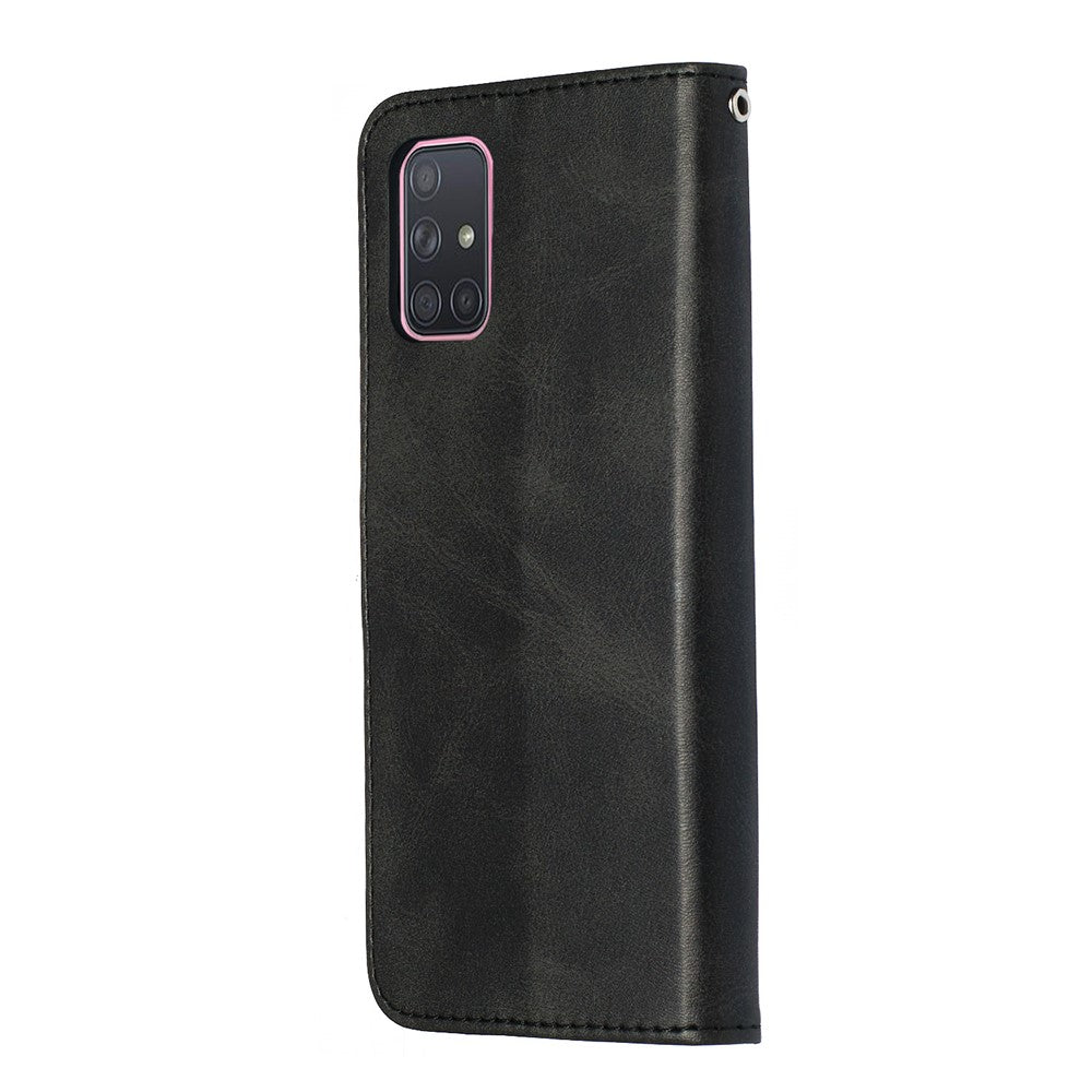 Til Samsung Galaxy A71 PU-læderetuier med lynlåslomme Pung Telefoncover Stand
