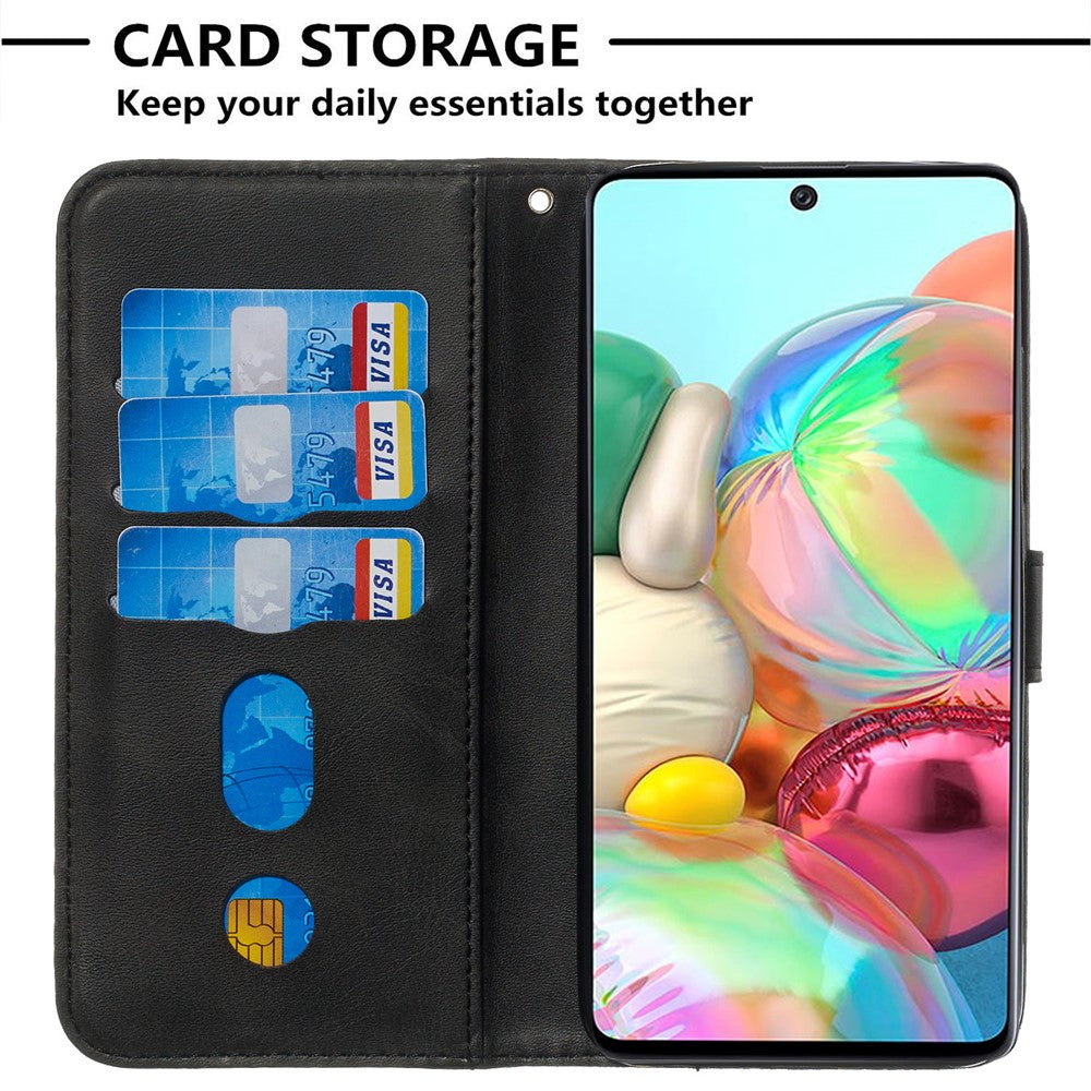 Til Samsung Galaxy A71 PU-læderetuier med lynlåslomme Pung Telefoncover Stand