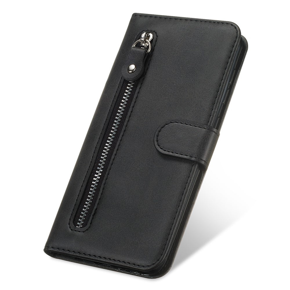 Til Samsung Galaxy A71 PU-læderetuier med lynlåslomme Pung Telefoncover Stand