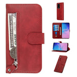 For Samsung Galaxy S20 Ultra PU Leather Cases with Zipper Pocket Wallet Phone Cover Stand