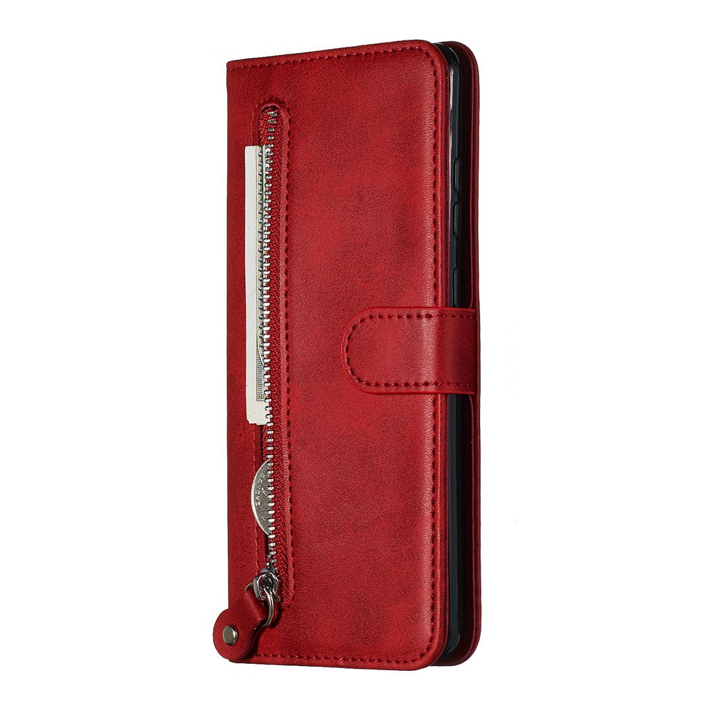For Samsung Galaxy S20 Ultra PU Leather Cases with Zipper Pocket Wallet Phone Cover Stand