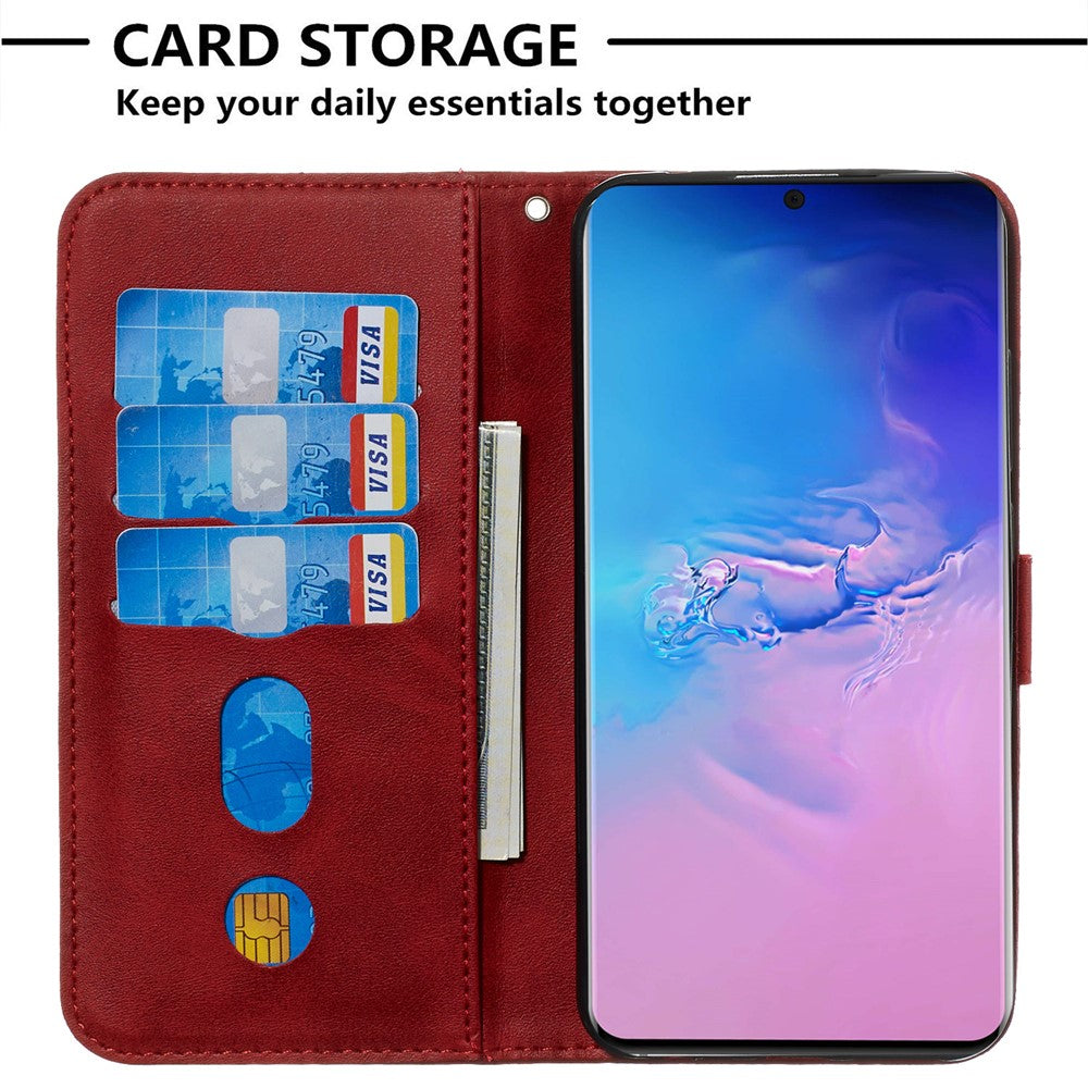 For Samsung Galaxy S20 Ultra PU Leather Cases with Zipper Pocket Wallet Phone Cover Stand