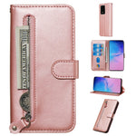 For Samsung Galaxy S20 Ultra PU Leather Cases with Zipper Pocket Wallet Phone Cover Stand