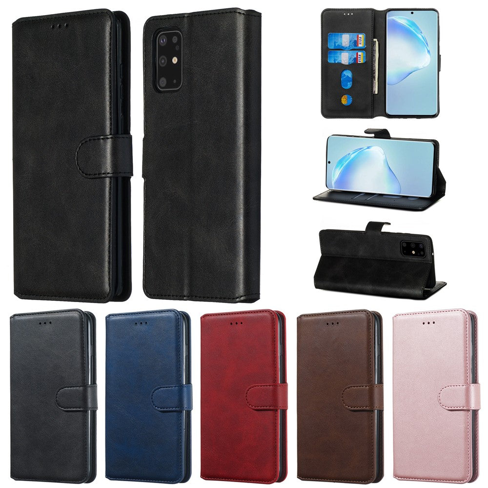 Solid Color Flip Leather Wallet Phone Cover for Samsung Galaxy S20 Plus
