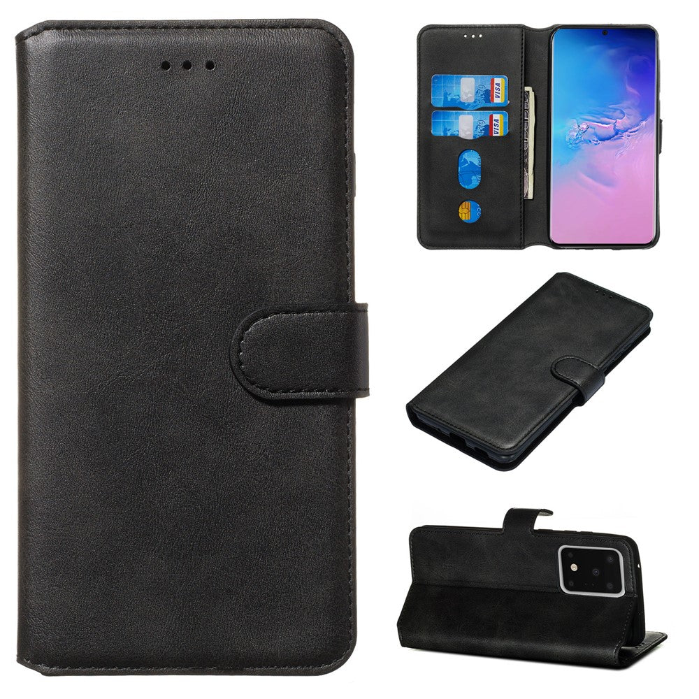 Solid Color Classic Flip Leather Wallet Phone Casing for Samsung Galaxy S20 Ultra