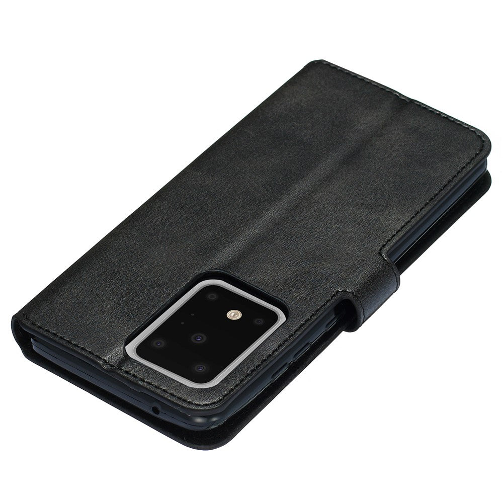 Solid Color Classic Flip Leather Wallet Phone Casing for Samsung Galaxy S20 Ultra