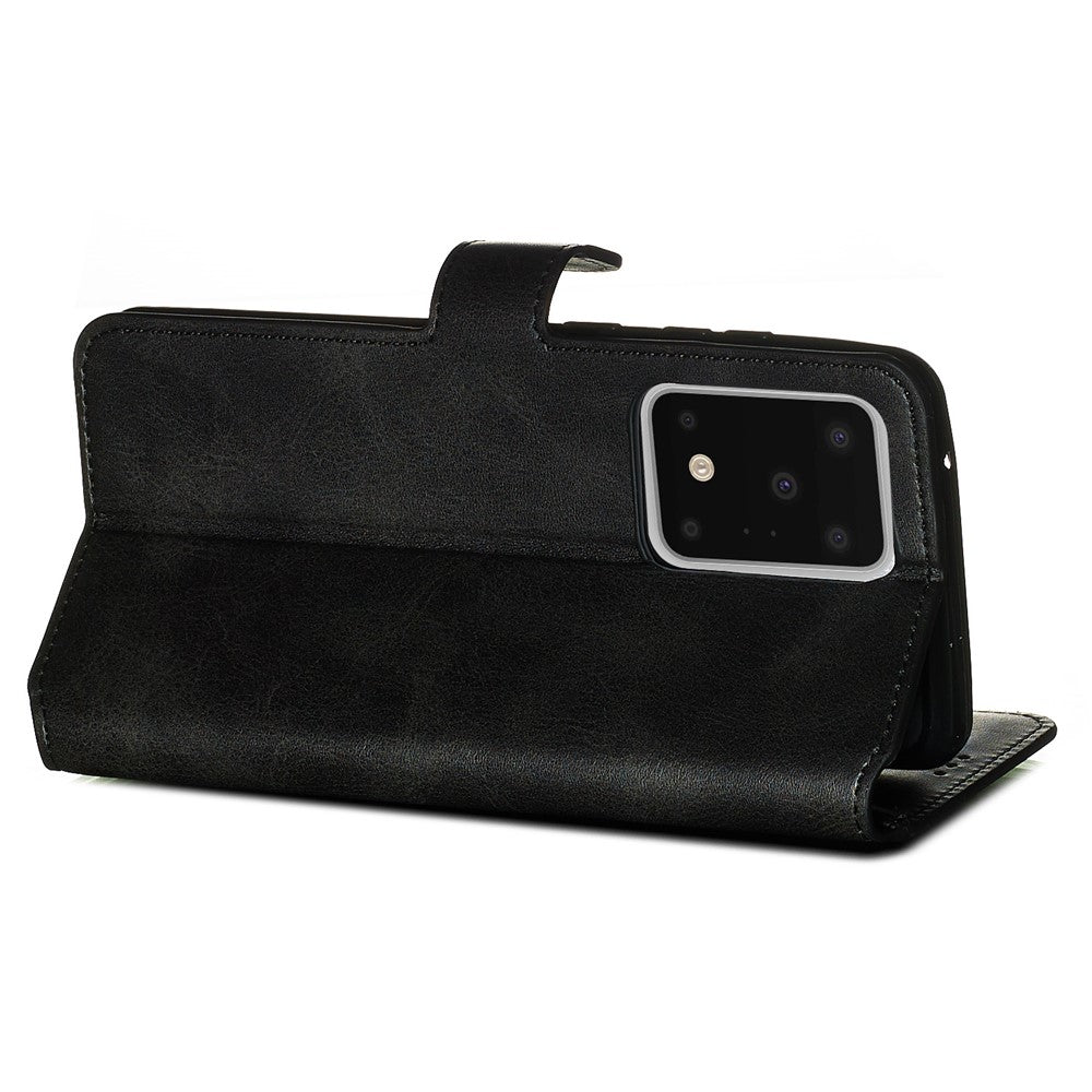 Solid Color Classic Flip Leather Wallet Phone Casing for Samsung Galaxy S20 Ultra