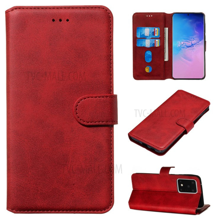 Solid Color Classic Flip Leather Wallet Phone Casing for Samsung Galaxy S20 Ultra