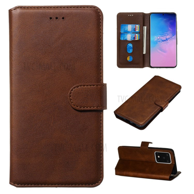 Solid Color Classic Flip Leather Wallet Phone Casing for Samsung Galaxy S20 Ultra