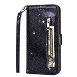 Glitter Powder Zippered Stand Leather Wallet Case with Strap for Samsung Galaxy S20 Plus / S20 Plus 5G