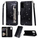 Flash Powder Zipper Pocket Leather Wallet Case Phone Shell for Samsung Galaxy S20 4G/S20 5G