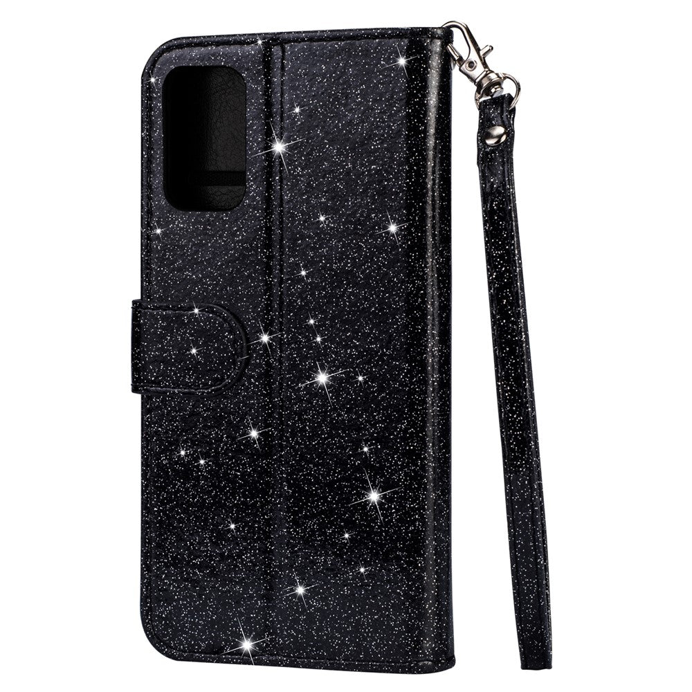 Flash Powder Zipper Pocket Leather Wallet Case Phone Shell for Samsung Galaxy S20 4G/S20 5G