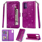 Flash Powder Zipper Pocket Leather Wallet Case Phone Shell for Samsung Galaxy S20 4G/S20 5G