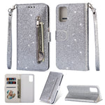 Flash Powder Zipper Pocket Leather Wallet Case Phone Shell for Samsung Galaxy S20 4G/S20 5G