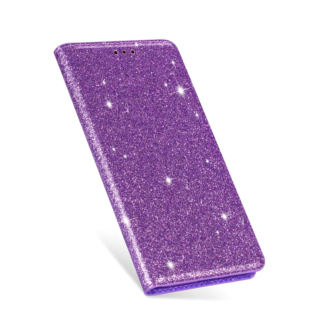 Flash Powder Auto-absorbed Leather Stand Shell for Samsung Galaxy S20 4G/S20 5G