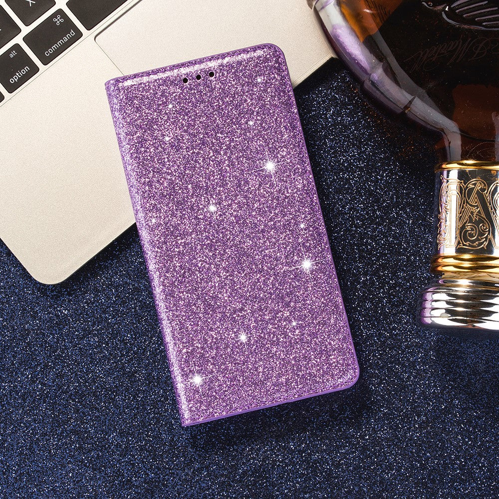 Flash Powder Auto-absorbed Leather Stand Shell for Samsung Galaxy S20 4G/S20 5G