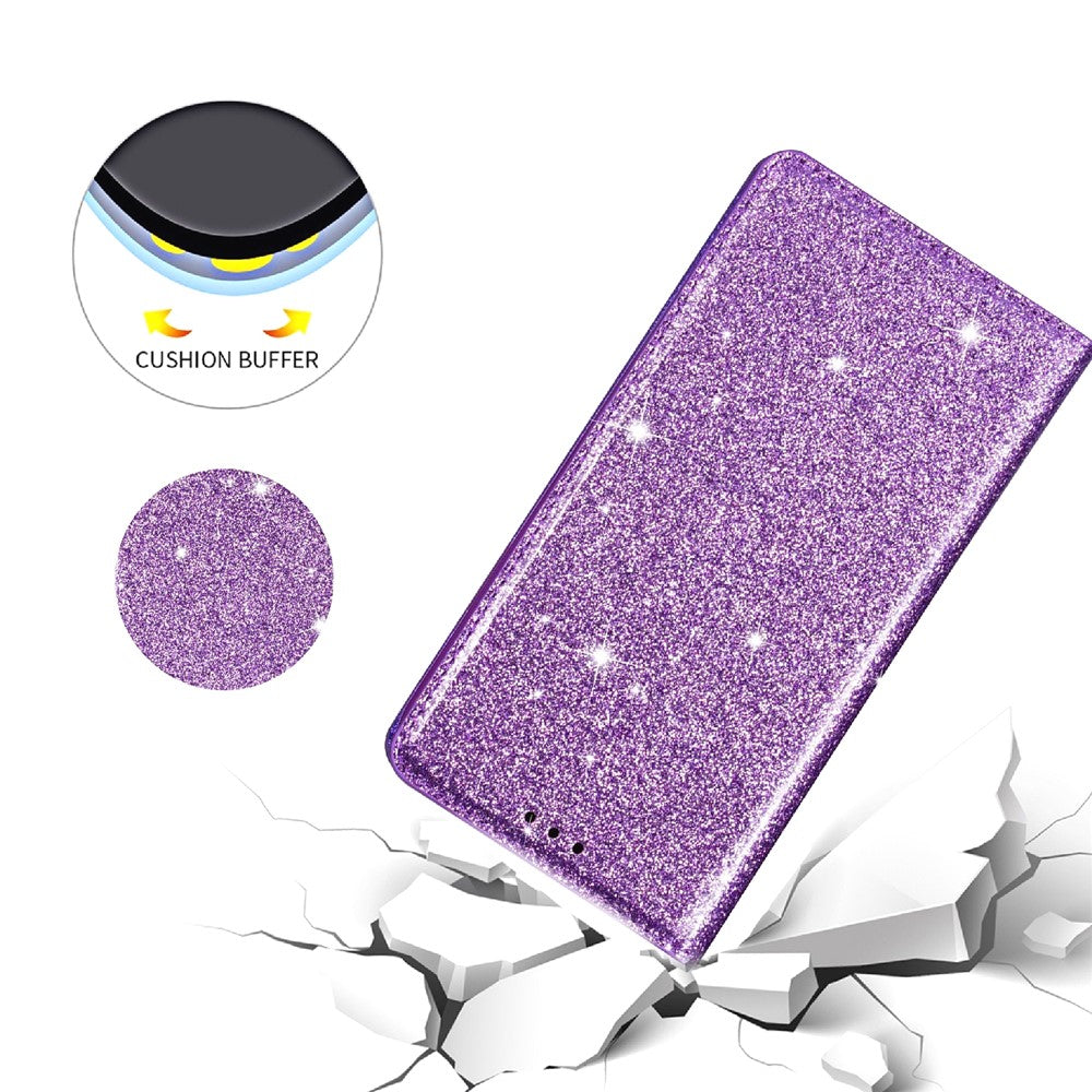 Flash Powder Auto-absorbed Leather Stand Shell for Samsung Galaxy S20 4G/S20 5G
