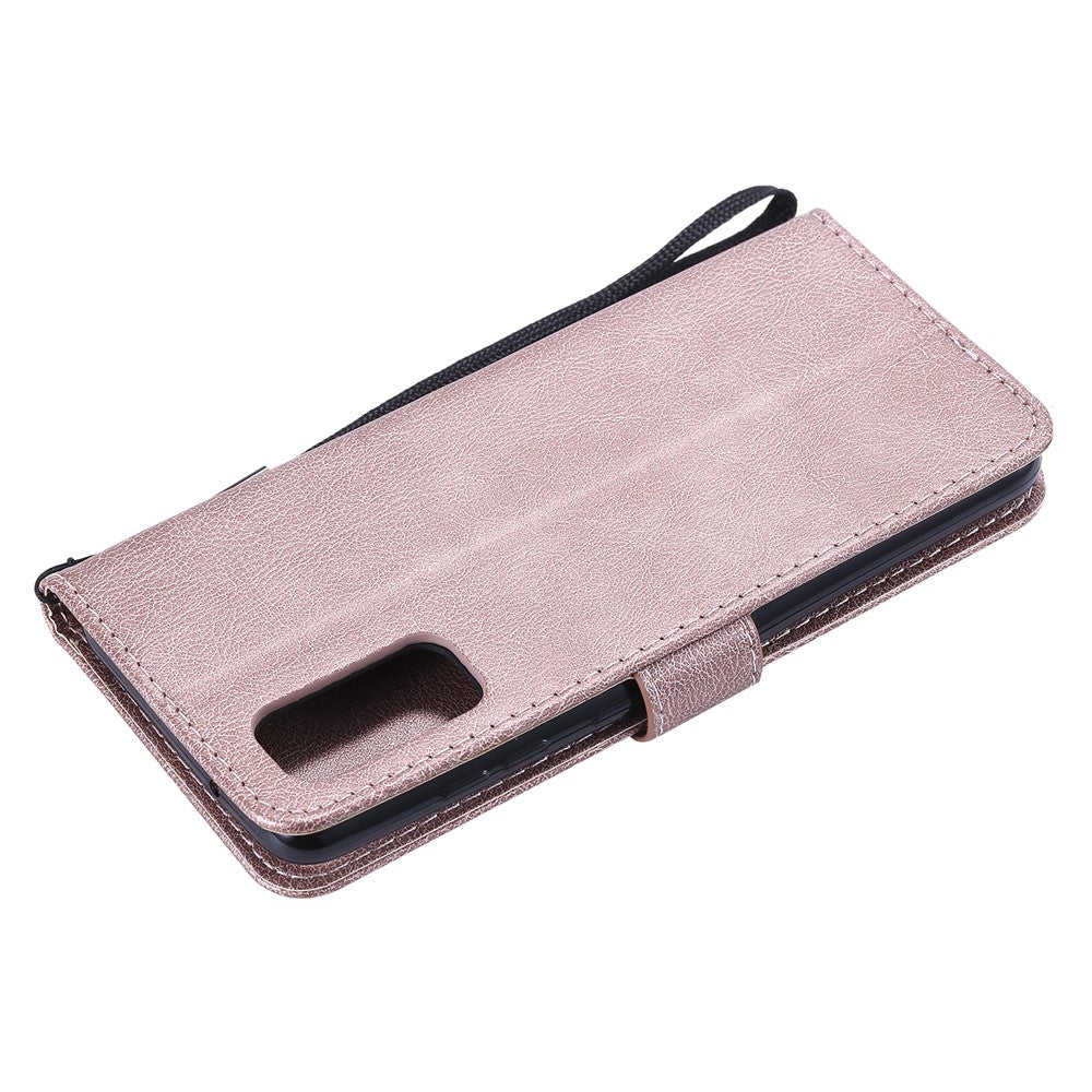 For Samsung Galaxy S20 4G / S20 5G Case Solid Color Leather Mobile Cover Wallet Stand with Strap