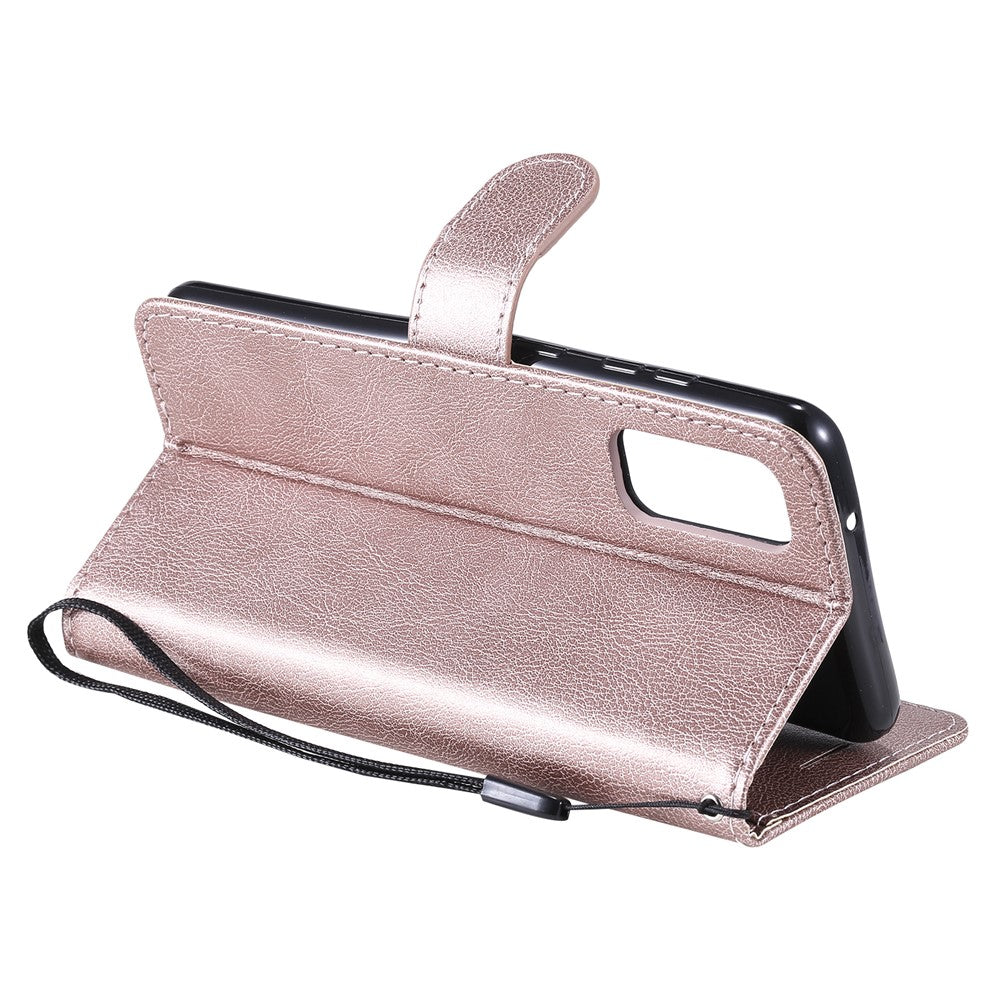 For Samsung Galaxy S20 4G / S20 5G Case Solid Color Leather Mobile Cover Wallet Stand with Strap