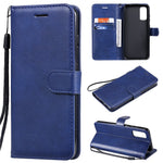 For Samsung Galaxy S20 4G / S20 5G Case Solid Color Leather Mobile Cover Wallet Stand with Strap
