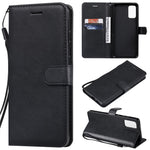For Samsung Galaxy S20 Plus Case Solid Color Leather Mobile Cover Wallet Stand with Strap