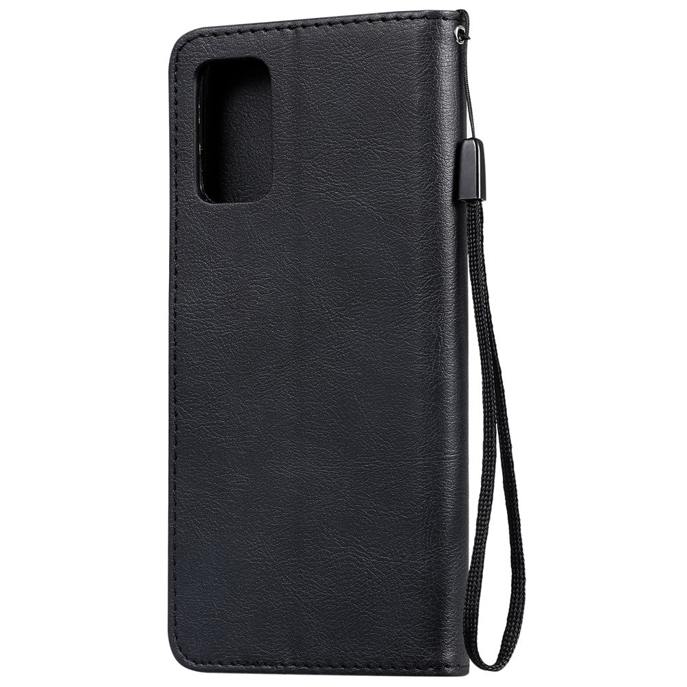 For Samsung Galaxy S20 Plus Case Solid Color Leather Mobile Cover Wallet Stand with Strap