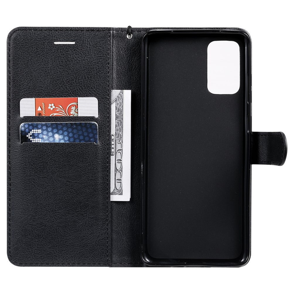 For Samsung Galaxy S20 Plus Case Solid Color Leather Mobile Cover Wallet Stand with Strap