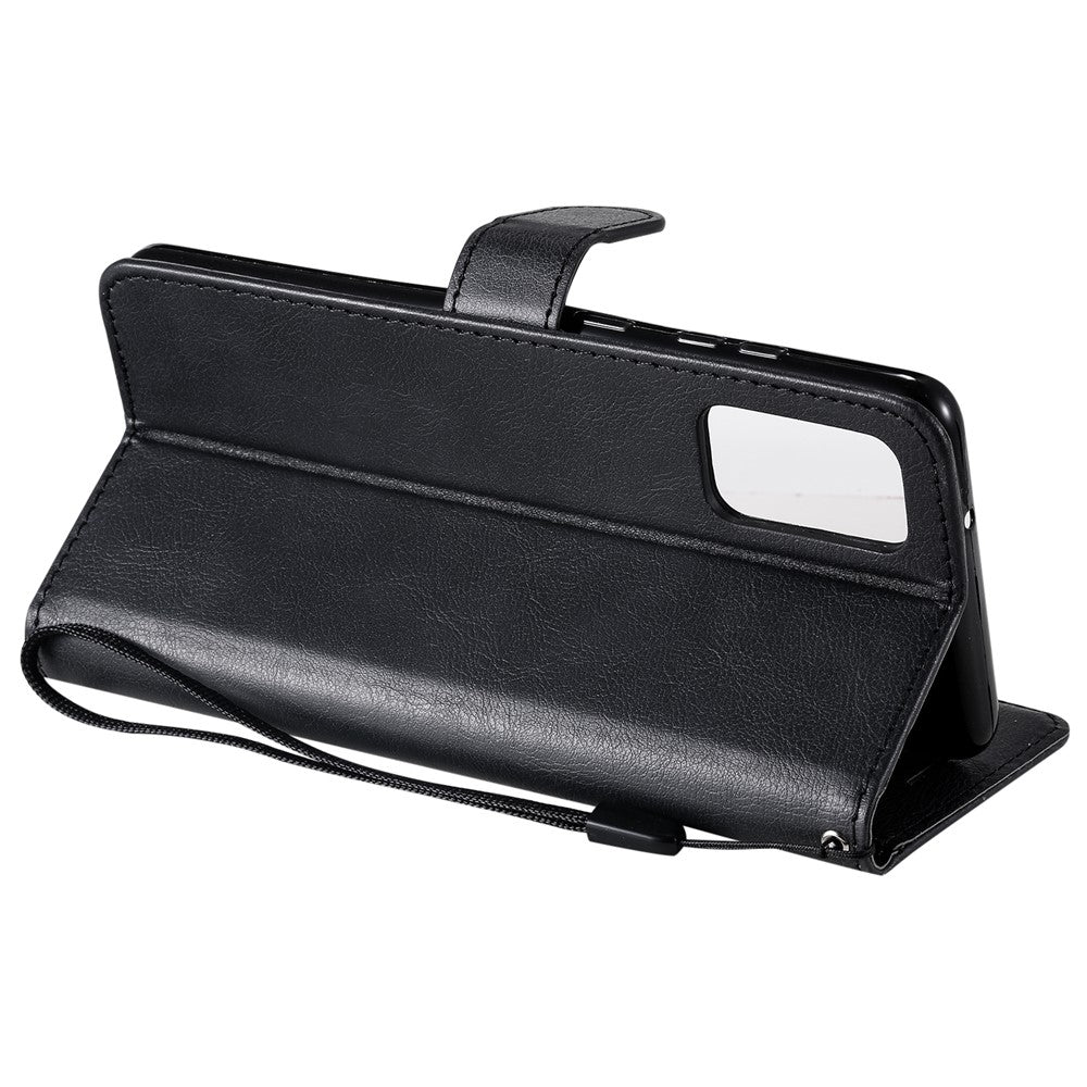 For Samsung Galaxy S20 Plus Case Solid Color Leather Mobile Cover Wallet Stand with Strap