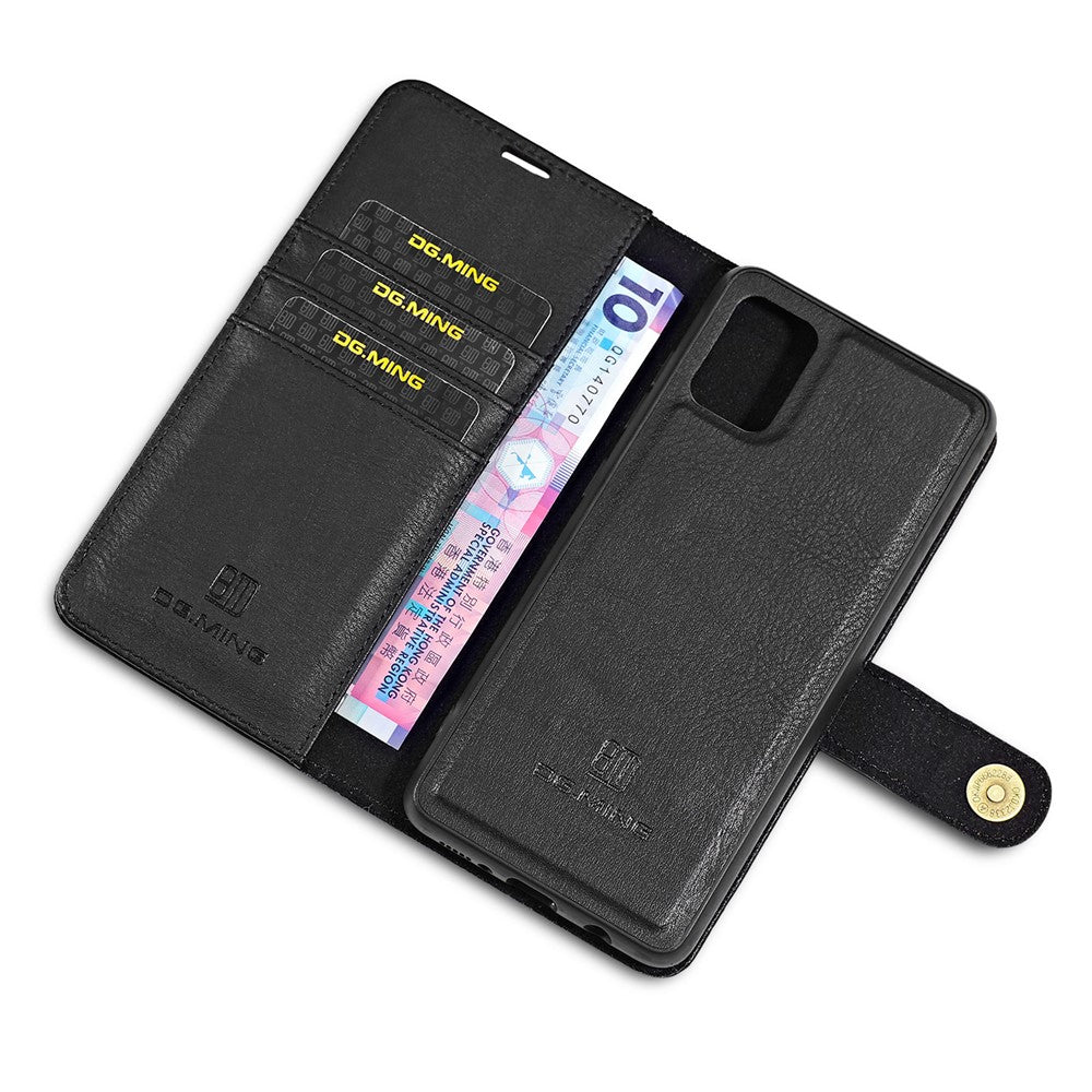 DG.MING For Samsung Galaxy A71 Detachable 2-in-1 Anti-scratch Split Leather Wallet Cover + PC Back Case