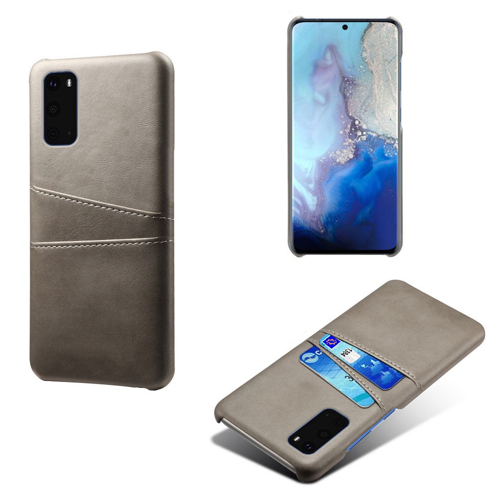 Two Card Slots PU Leather Coated Hard PC Shell for Samsung Galaxy S20 4G / S20 5G