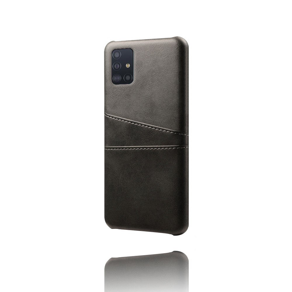 Dobbelt Kortplads PU Læderbelagt Hard PC Cover til Samsung Galaxy A71 A715