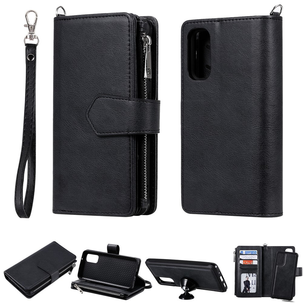 For Samsung Galaxy S20 4G / S20 5G Case 2 in 1 Detachable Magnetic Leather Wallet Mobile Cover with Strap