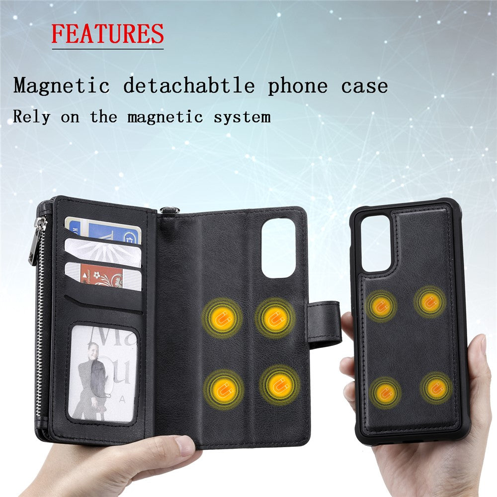 For Samsung Galaxy S20 4G / S20 5G Case 2 in 1 Detachable Magnetic Leather Wallet Mobile Cover with Strap