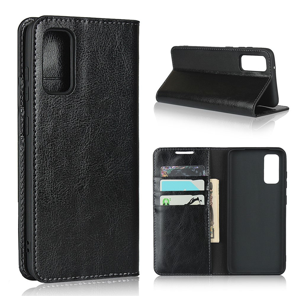 Crazy Horse Genuine Leather Stand Wallet Phone Case for Samsung Galaxy S20 4G/S20 5G