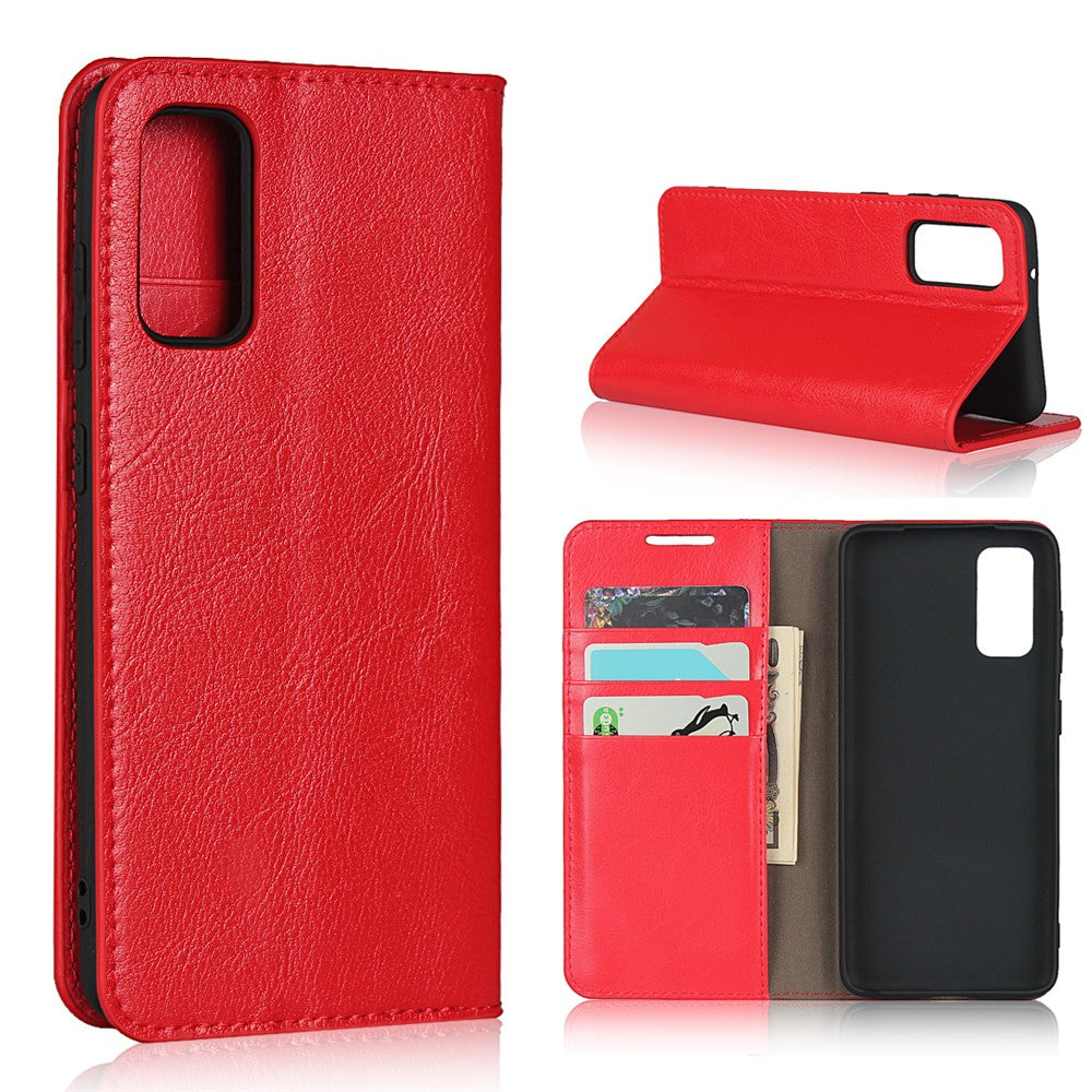 Crazy Horse Genuine Leather Stand Wallet Phone Case for Samsung Galaxy S20 4G/S20 5G