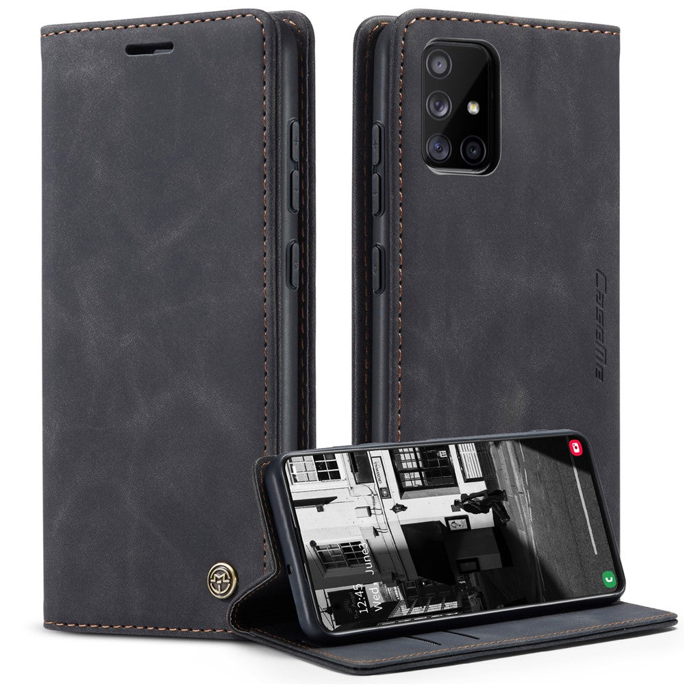 CASEME 013 Series Auto-absorbed Leather Wallet Automatic Closing Stand Case for Samsung Galaxy A51
