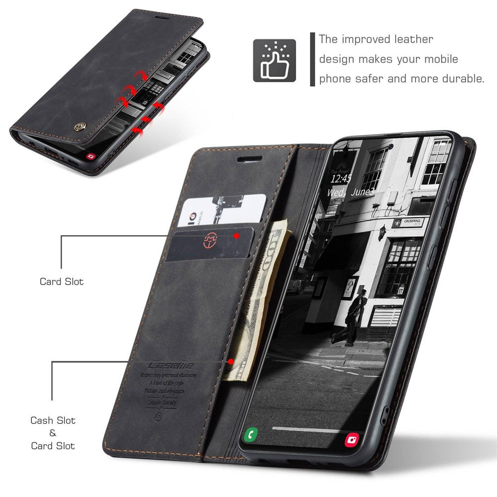 CASEME 013 Series Auto-absorbed Leather Wallet Automatic Closing Stand Case for Samsung Galaxy A51