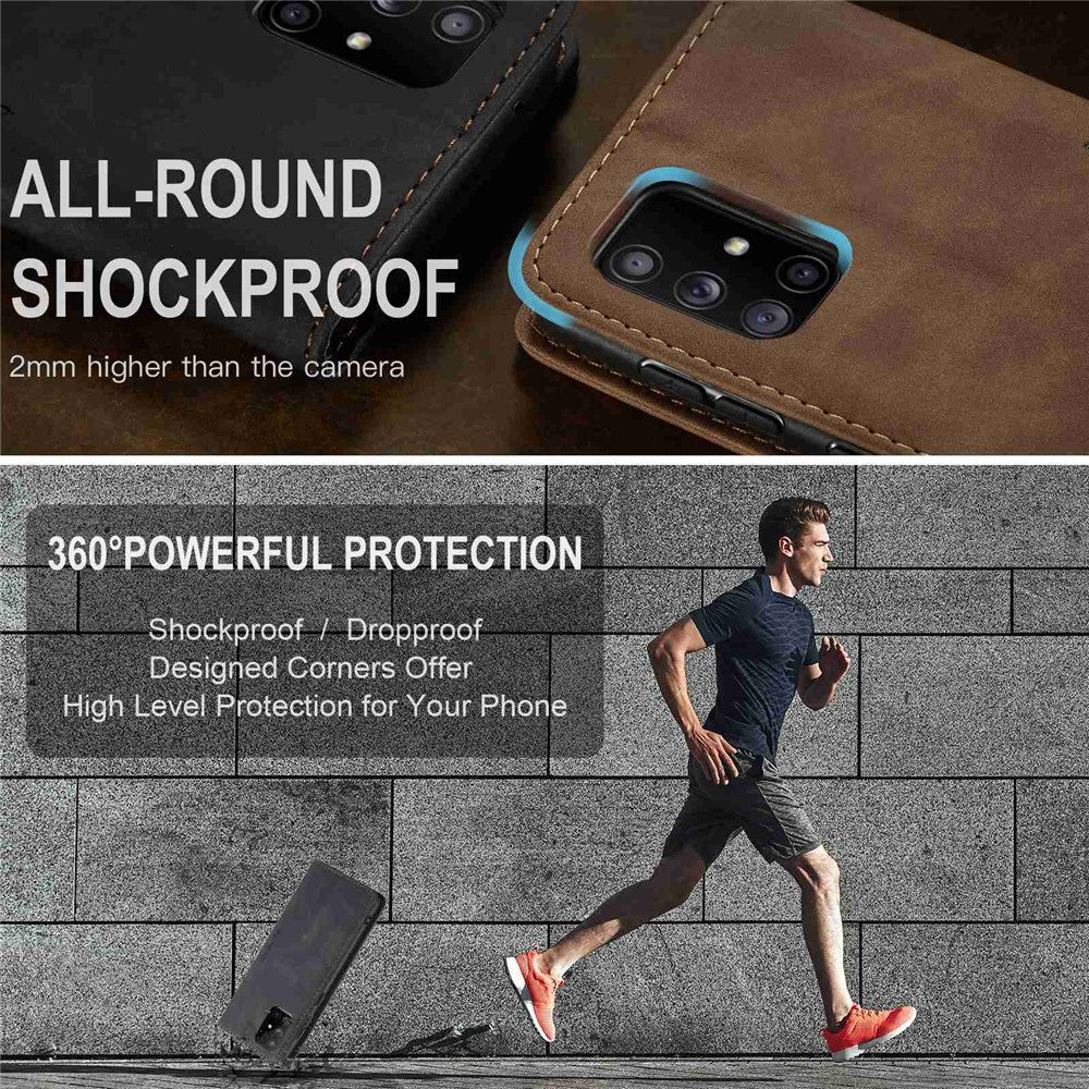 CASEME 013 Series Auto-absorbed Leather Wallet Automatic Closing Stand Case for Samsung Galaxy A51
