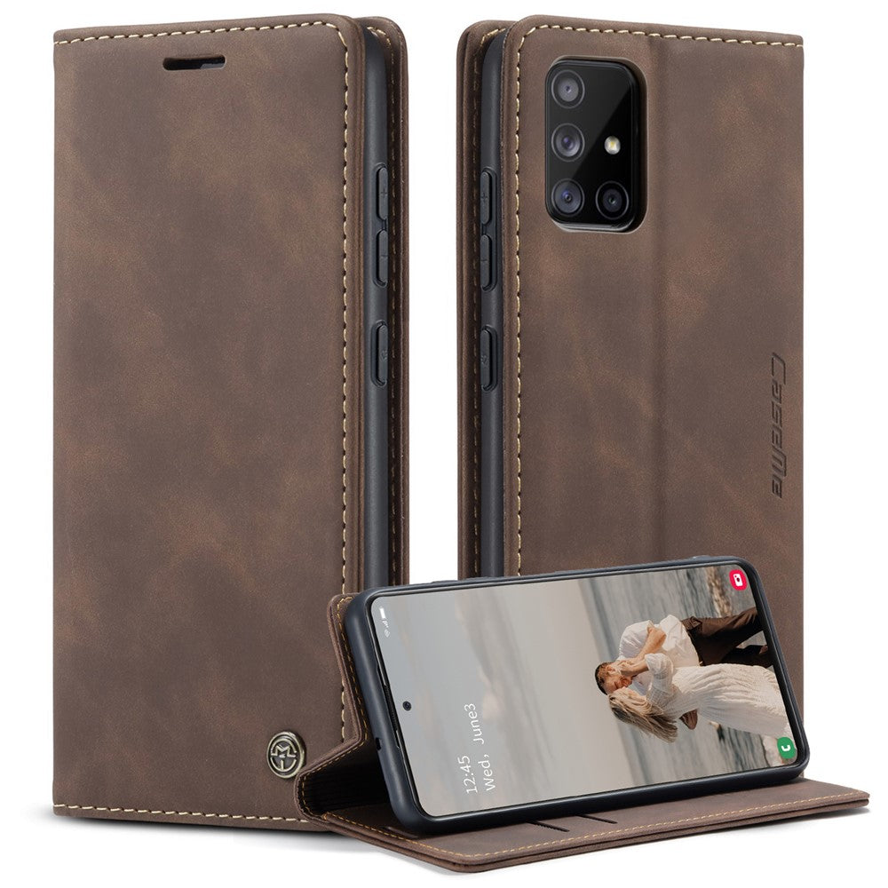 CASEME 013 Series Auto-absorbed Leather Wallet Automatic Closing Stand Case for Samsung Galaxy A51
